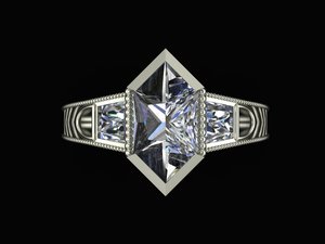 Premium Yellow White Rose Gold Silver Ladies <b>Ring</b> Dutch Cut Baguette Cut 5 CTS Moissanite CVD Colour Stone <b>CZ</b> EGL Certified VVS2 - Product Image 2