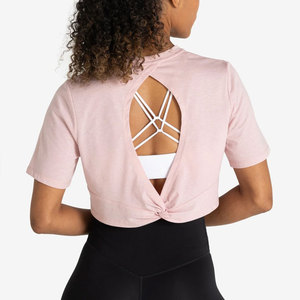 Camiseta de Mujer, Última Moda, Talla Grande, Espalda Descubierta, Estilo Crop, Hombros Caídos, Color Sólido, Deportiva, para Verano - Product Image 2