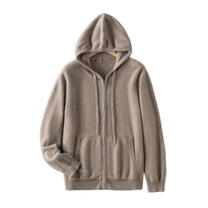 Autumn and Winter100% Merino Wool Men's Knitted Top Zipper Hoodie Zipper Knitted Coat <b>Sweater</b> Hoodie for Men - Product Image 1