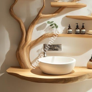 Luxury Handcrafted Solid Wood <b>Tree</b> <b>Branch</b> Vanity Artistic Floating Washstand Natural Home Decor - Product Image 4