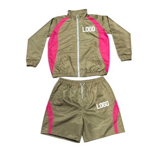 Ensemble veste de sport noir et blanc à manches longues avec fermeture éclair, col montant, respirant, en polyester, imprimé logo, pour l'automne - Product Image 4
