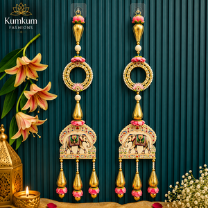 New Arrival Traditional Indian Handmade <b>Elephant</b> Bell Hanging Pair <b>Decorative</b> Wall Door Hanging Diwali Wedding Ganesha Home Deco - Product Image 3