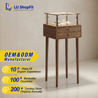 Vitrine de présentation en bois massif sur mesure avec éclairage, pour bijoux et accessoires, présentoirs en bois pour les centres commerciaux