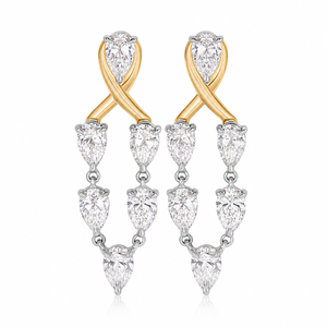 Pendientes de Diamantes con Corte de Pera, Chapados en Oro de 18K, Joyería Clásica para Mujer, para Bodas - Product Image 1