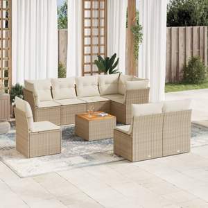 Grand ensemble de canapés de jardin en rotin PE beige, brun, crème et blanc – Mobilier d'extérieur élégant et durable - Product Image 1