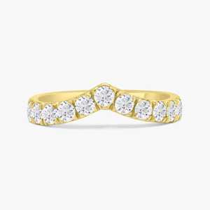 Bagues empilables en diamant, demi-éternité en V, serties de diamants de laboratoire ronds, en or massif 14k 18k, délicates, style chevron, vente en gros - Product Image 5
