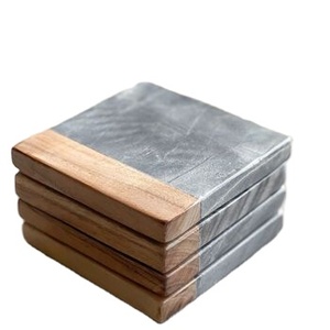 Latest Elegant Resin and Wood Coaster with grey and Brown Design Premium Coaster for Drinks and Table Decor - Product Image 1