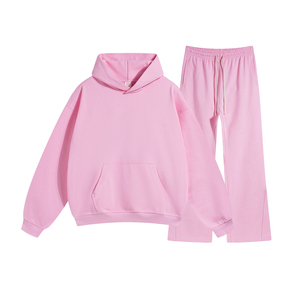 Ensemble de survêtement oversize pour homme, sweat à capuche uni et pantalon de survêtement large, 2 pièces, streetwear décontracté, vente en gros - Product Image 5
