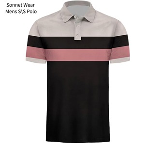 Chemise décontractée pour homme en coton 100% à séchage rapide, à manches courtes, tricotée, avec motif rayé imprimé - Product Image 5
