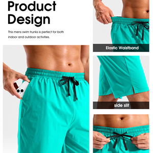 Shorts de Playa para Hombre, de Secado Rápido, Tejido 100% Poliéster, Color Sólido, Cintura Elástica - Product Image 5
