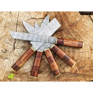 Juego de Cuchillos de Chef Profesionales de Acero de Damasco Hechos a Mano por Ahmad Fabric, 5 Piezas, Mango de Resina, Funda de Cuero, Diseño Moderno, Personalizable - Product Image 1