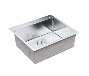 Fregadero de cocina de acero inoxidable 304 hecho a mano, tazón individual, esquinas R10, antiarañazos, diseño moderno - Product Image 1