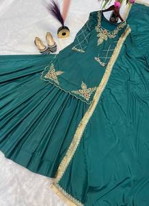 Conjunto de Lehenga Choli Verde Azulado Bordado para Mujer con Dupatta, Ropa Étnica de Diseñador, Ropa para Bodas y Fiestas, Vestido Tradicional Indio - Product Image 5