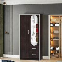 Puertas de Armario de Madera de Alta Calidad y Bajo Precio con Espejo, Diseño Contemporáneo para Dormitorio, Hotel, Villa, Muebles para el Hogar, Modelo 1272