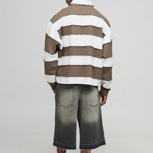 Wholesale 100% Cotton <b>Men</b> <b>Long</b> <b>Sleeve</b> Striped Rugby <b>Shirt</b> Color Blocked Casual Woven Fabric Regular Length Loose <b>Men's</b> <b>Shirts</b> - Product Image 4