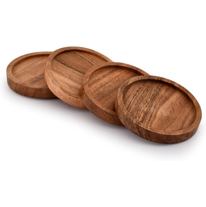 Natural Wooden <b>Coasters</b> Set Rustic Premium Black Walnut Wood <b>Drink</b> <b>Coasters</b> for Laser Engraving Blanks with Holder for <b>Drinks</b> - Product Image 5