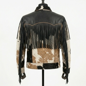 Fabricante Mayorista de Chaquetas de Cuero Auténtico de Piel de Vaca Personalizadas, Proveedor de Abrigos de Piel con Flecos Estilo Western para Hombre - Product Image 2