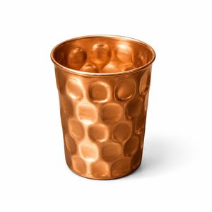 Verre en cuivre martelé pour l'eau potable |   Tasse en cuivre artisanale de qualité supérieure, design traditionnel fait main, logo personnalisé | - Product Image 1