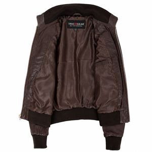 Blouson Bomber en Cuir Véritable pour Femme, Col Rabattu, Fermeture Éclair, Manches Longues, Hiver, Couleur Unie, Tricoté, Respirant - Product Image 5