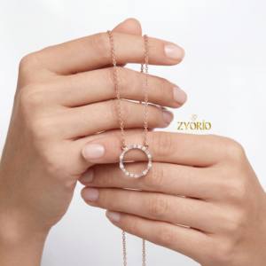 Collar con Colgante de Diamantes de Plata de Ley 925 de Lujo para Mujer, Chapado en Oro Rosa, Joyería Fina para Aniversario, Novia, Ocasiones Elegantes - Product Image 1