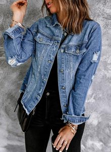 Fashion Women's <b>Denim</b> <b>Coat</b> Loose Front Waterproof Breathable Casual Streetwear Button Closure Vintage Premium Comfortable - Product Image 5