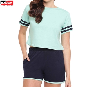 Conjunto de Camiseta y Pantalones Cortos de Ciclista para Mujer, Moda 2026, Verano, Casual, Dos Piezas, Color Sólido, Ropa Urbana, Manga Corta - Product Image 1