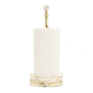 Porte-serviettes en papier en métal doré et marbre au design unique pour la cuisine, support de rouleau de papier essuie-tout, accessoire de décoration haut de gamme pour la maison et l'hôtel - Product Image 1