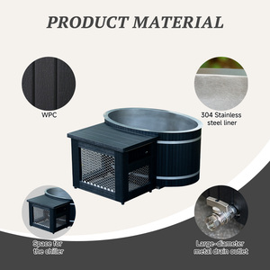 Bañera de Hielo Ovalada Compacta en WPC Negro con Revestimiento de Acero Inoxidable 304, Bañera de Inmersión Fría con Enfriador Integrado para Estudios - Product Image 4