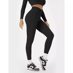 Ensemble de yoga côtelé pour femme, taille haute, manches longues, tenue de sport sans couture, couleur unie, grande taille, imperméable - Product Image 4