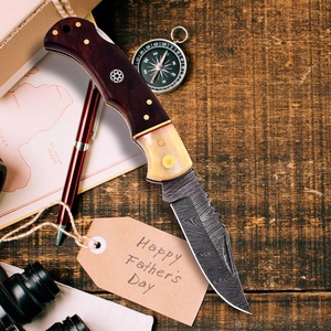 Damascus Steel Folding <b>Knife</b> Handmade Pocket <b>Knife</b> Custom EDC Wood <b>Bone</b> <b>Handle</b> Compact Bulk Supply USA Europe 58HRC 3-Year - Product Image 3