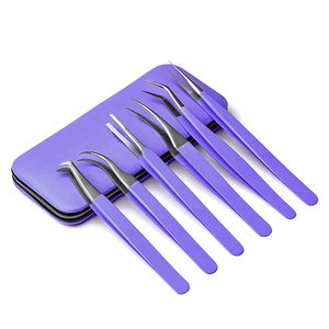 Ensemble de pinces à cils professionnelles, pointe précise et lisse, design dégradé poli, emballage en boîte, poignées ergonomiques antidérapantes - Product Image 1