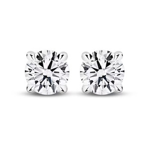 Boucles d'oreilles clous en diamants de laboratoire authentiques d'un carat chacun, 2 carats au total, en or massif 14K, taille E-VS2, sertissage à griffes, bijou tendance - Product Image 1