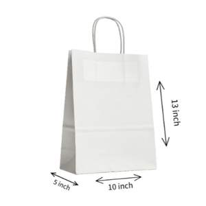 Bolsas de Papel Blanco Premium con Asa de 10x5x13 Pulgadas para Venta al por Menor de Aperitivos y Distribución de Regalos, Disponibles a Precio de Mayoreo - Product Image 3