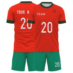 Ensemble de maillots de football haute performance 100 % polyester, uniforme de ligue personnalisé, respirant, séchage rapide, manches courtes, unisexe, pour bébés - Product Image 1