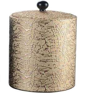 Round Metal Ice <b>Bucket</b> With Gold Crackle Finish Glam Design <b>Lid</b> Included ice <b>Bucket</b> - Product Image 1