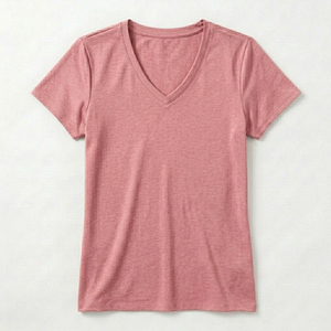Camiseta de Algodón Peinado de Primera Calidad para Mujer, Cuello en V, Estilo Minimalista, Streetwear, Hombros Caídos, Camisetas de Verano - Product Image 1