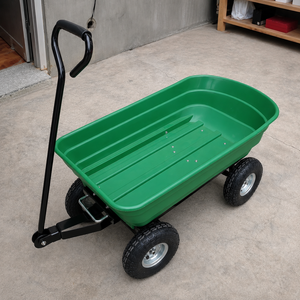 Poly Yard Cart With 10" Rubber Heavy Duty Metal <b>Frame</b> Plastic Tray Wagon Used for Gardening and Carrying Tools <b>Plants</b> ODGGAD010 - Product Image 1