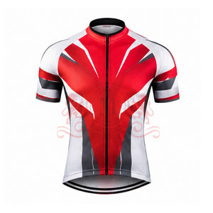 Ensemble maillot et short de cyclisme pour homme, rouge, blanc, noir, manches courtes, fermeture éclair sur le devant, pour adultes - Product Image 3