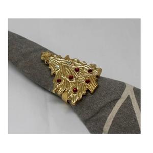 Lot de bagues de serviette de table de Noël dorées de luxe, accessoires décoratifs pour table de repas de fêtes, fournisseur en gros. - Product Image 1