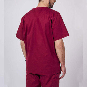 OEM Wholesale Custom Logo Medical Scrub Uniform With Pockets 100% Cotton Hospital Workwear Clinical <b>Tops</b> Pants Set - Product Image 4