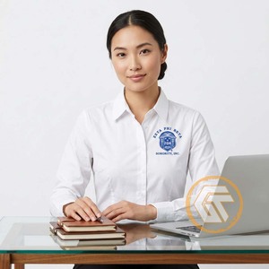 เสื้อเชิ้ตผู้หญิงแบบลำลองสั่งทำพิเศษ ODM ปกคอปก แขนเสื้อแบบแร็กแลน สำหรับชมรม Zeta Phi Beta ผลิตจากผ้าฝ้าย 100% - Product Image 3