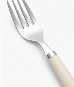 Ensemble de couverts minimalistes avec poignées crème, finition miroir haute brillance, en acier inoxydable, passe au lave-vaisselle, pour table de mariage - Product Image 2