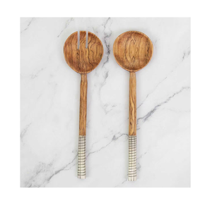 Black & White <b>Check</b> Handle Mango Wooden Server Spoon Flatware Kitchen & <b>Table</b> Use Dishwasher Safe Utensils - Product Image 5