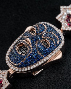 Pendentif Lettre Personnalisée Iced Out VVS Moissanite avec Breloques Masque, en Argent 925 Plaqué Or Rose, Bijoux Style Hip Hop pour Soirées - Product Image 3