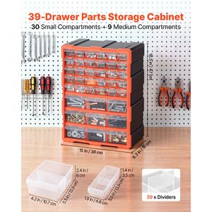 Armoire de rangement en plastique à 39 tiroirs, empilable, pour petites pièces, pour garage, montage mural - Product Image 2
