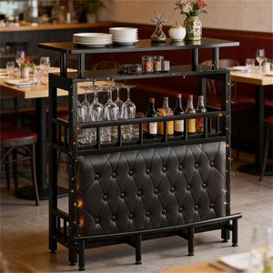 Home <b>Bar</b> <b>Table</b> with Storage Dining <b>Table</b> and <b>Bar</b> Cabinets for Kitchens and Dining Areas - Product Image 3