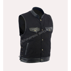 Manufacturers & Suppliers Men Canvas&Leather <b>Vest</b> Motorcycle Wearing Leather <b>Vest</b> Fashion Leather <b>Vest</b> Made in Pakistan - Product Image 1