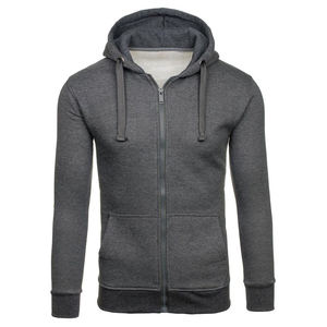 Sudadera con capucha de algodón para hombre, forro polar cepillado, cremallera completa, cálida y aislante para clima frío y uso al aire libre. - Product Image 6