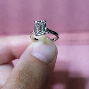 Moissanite 2CT <b>Emerald</b> Cut Romantic Signet <b>Ring</b> Original 925 <b>Silver</b> Fine Modern Style Anniversary Gift For Girlfriends - Product Image 3