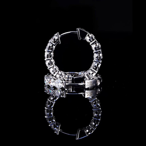 AMBER JEWELS - Pendientes de Aro de Lujo con Baño de Oro y Rodio, Moissanita Cultivada en Laboratorio, Corte Brillante, Color G, Unisex, para Uso Diario, IGI - Product Image 1